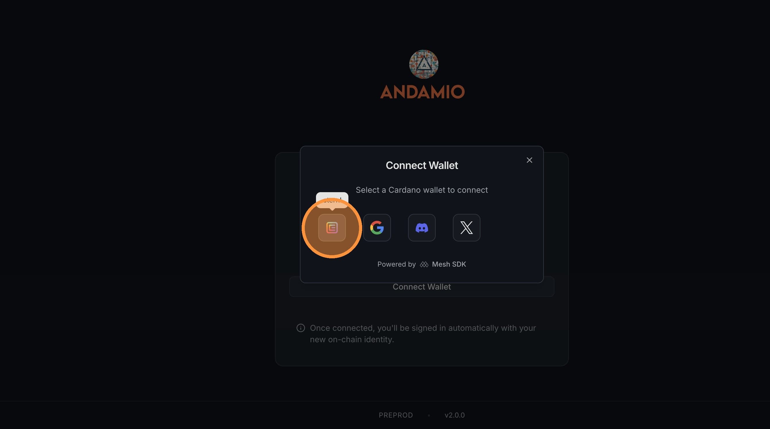 Select Wallet and See Dashboard